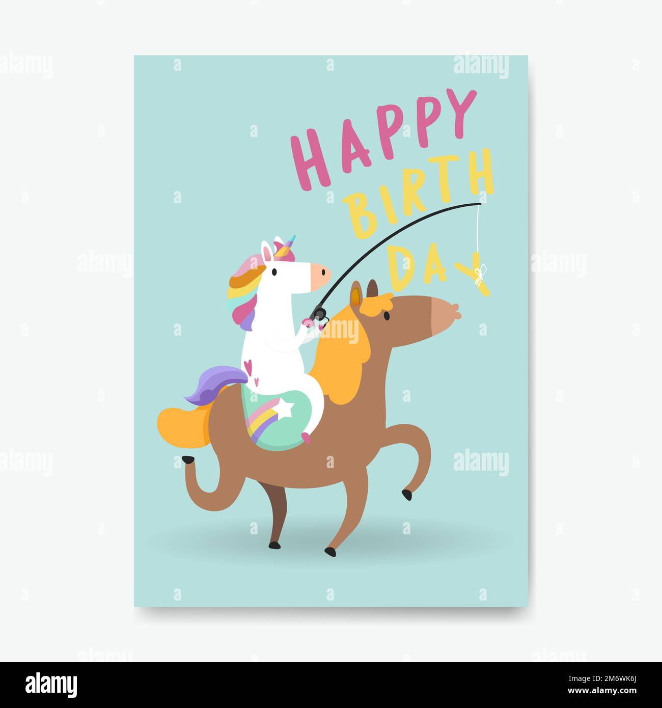 Joyeux anniversaire carte unicorn vecteur Illustration de Vecteur
