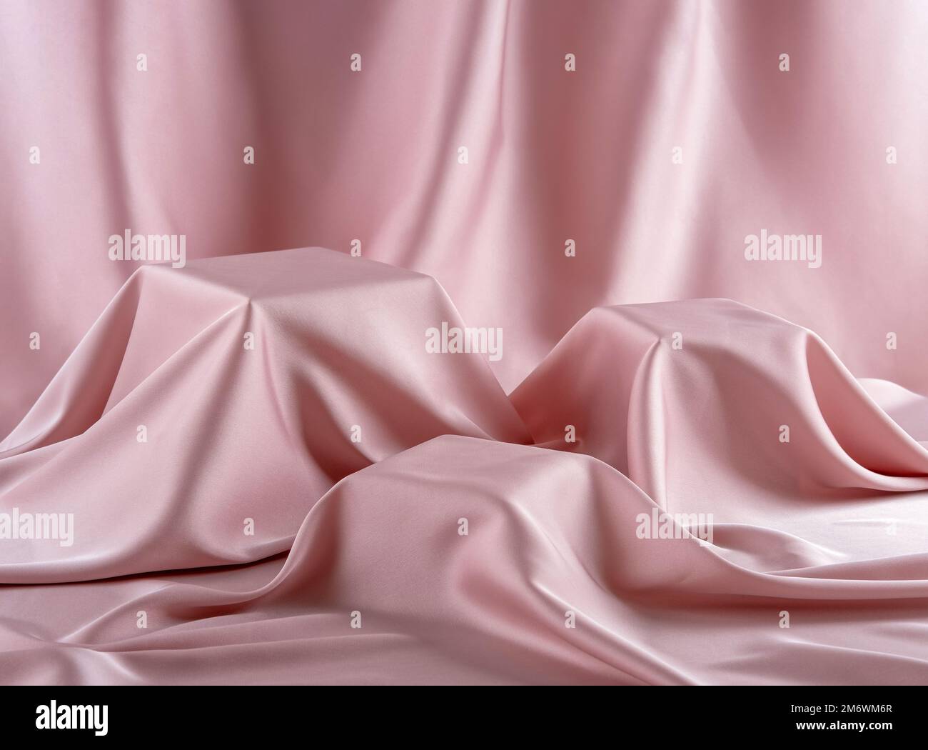 Trois podiums rose pastel pour présenter des produits cosmétiques. Concept de produit de beauté. Banque D'Images