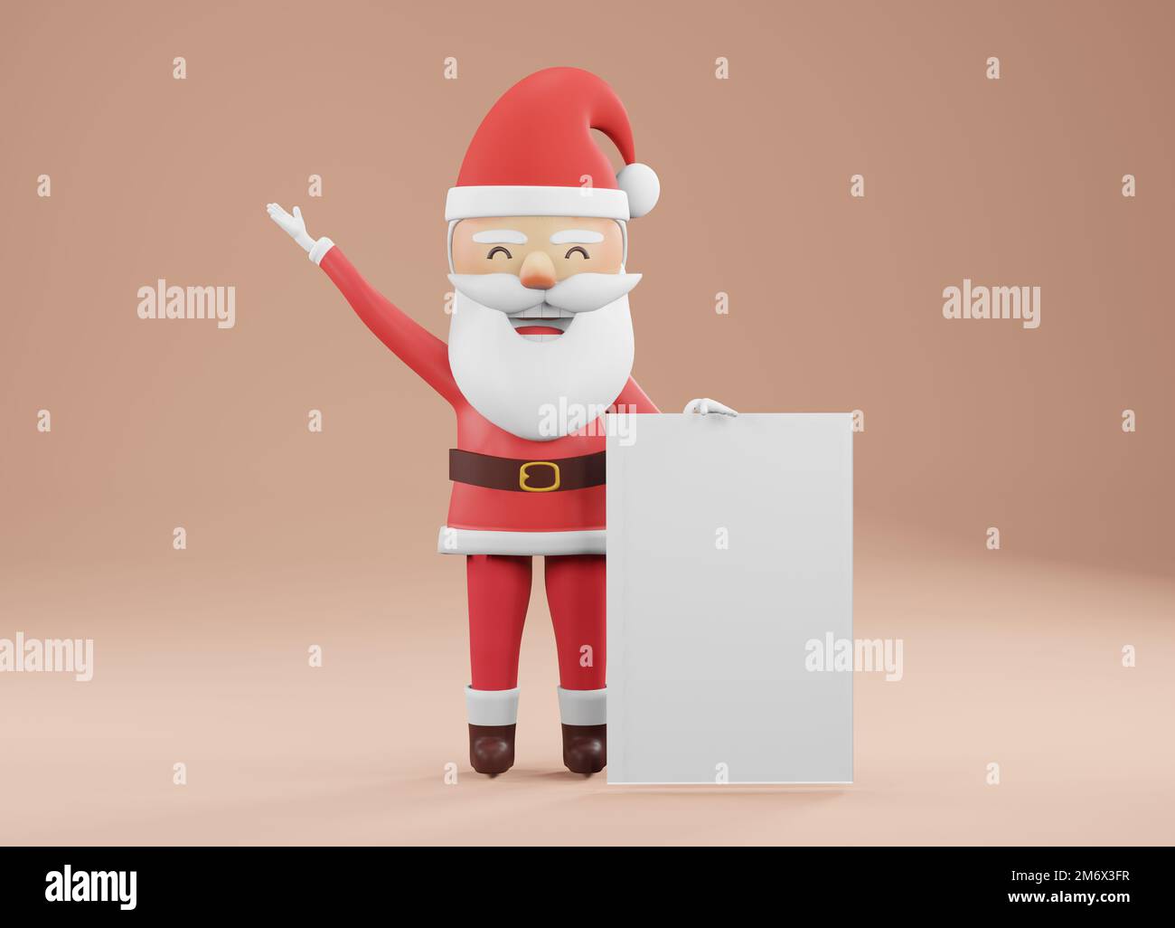 3D Render , personnage de dessin animé de Noël du Père Noël qui se ...