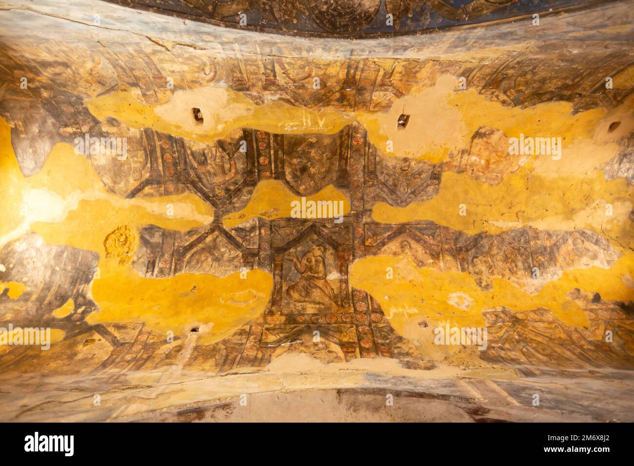 Les fresques du château du désert de Qusayr Amra, Jordanie Banque D'Images