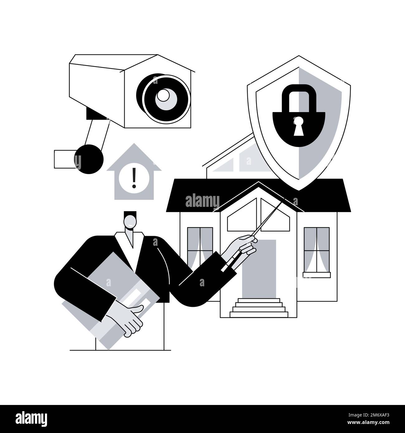 Illustration du vecteur de concept abstrait de conception des systèmes de sécurité. Solutions optimales de sécurité des bâtiments, surveillance vidéo, sélection de produits, projet et Illustration de Vecteur
