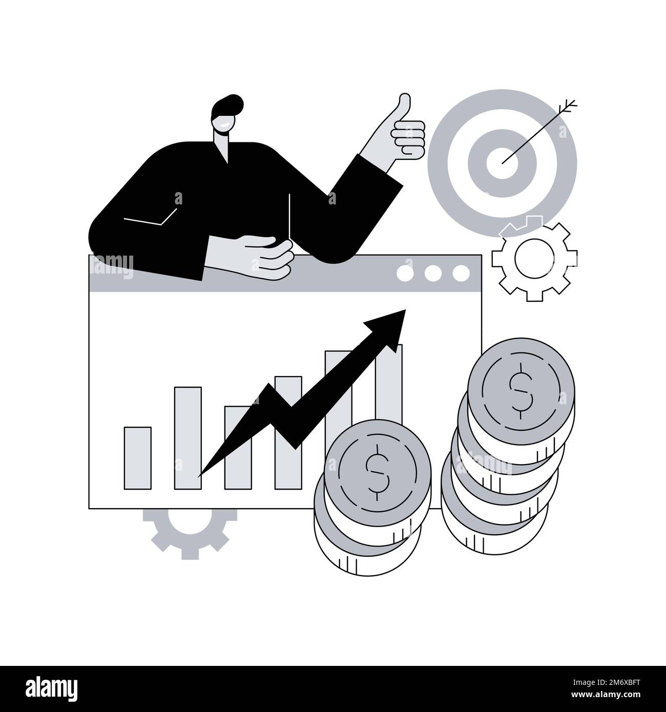 Coût par acquisition illustration du vecteur de concept abstrait. Modèle CPA, coût par conversion, modèle de tarification de la publicité en ligne, mesure de la mesure de la mesure de la mesure de la mesure du marketing Illustration de Vecteur