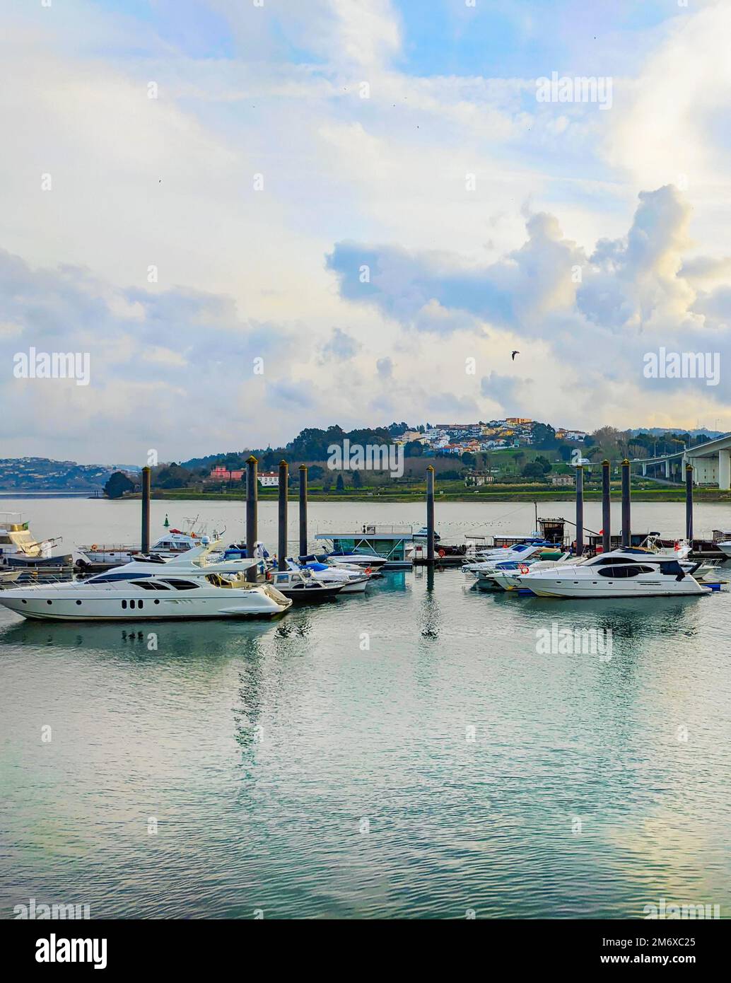 Coucher de soleil marina bateaux à moteur Porto Portugal Banque D'Images