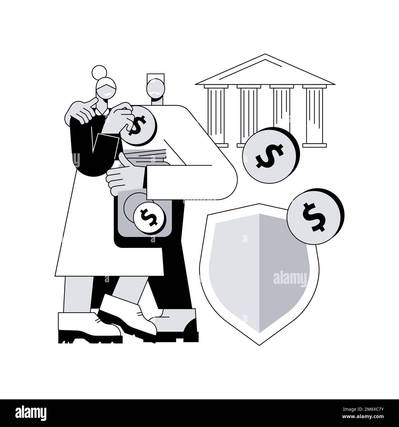 Illustration du vecteur de concept abstrait de l'avantage de sécurité sociale. Protection sociale, formulaire de demande, calculateur de prestations, assurance retraite, Illustration de Vecteur