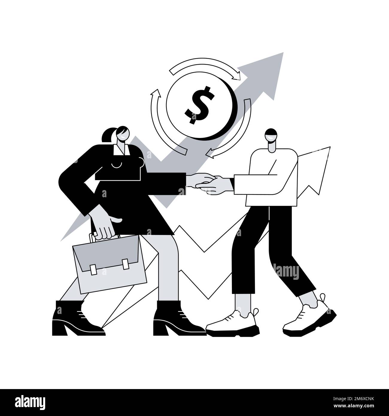 Illustration du vecteur de concept abstrait commercial entre entreprises. Méthode de vente B2B, tendance marketing, commerce interentreprises, prospection de marché, Illustration de Vecteur