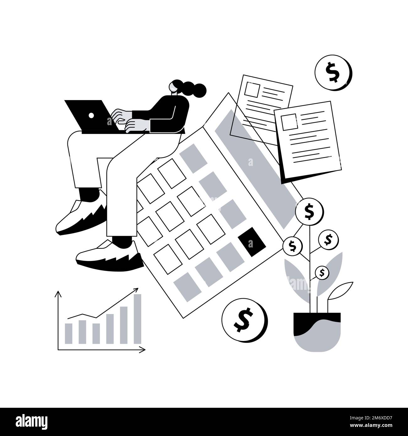 Illustration du vecteur de concept abstrait comptable. Cabinet comptable, traitement de l'information financière, gestion professionnelle, service de déclaration fiscale, librairie Illustration de Vecteur