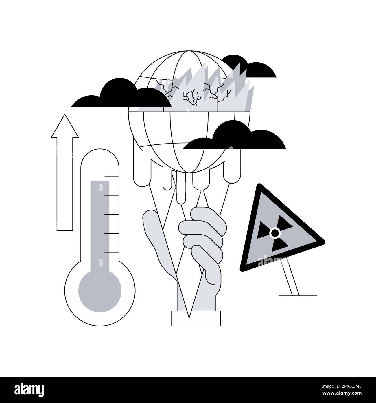 Illustration du vecteur de concept abstrait du réchauffement climatique. Pollution de l'environnement, impact du chauffage global, augmentation de la température, climat des terres, climat cha Illustration de Vecteur