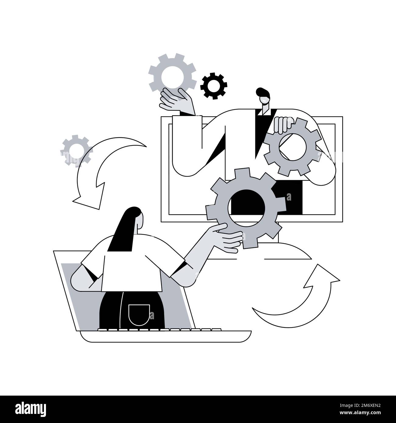 Illustration du vecteur de concept abstrait de la coopération. Collaboration en ligne, communication en équipe, coopération commerciale, modèle coopératif, partenariat, coopération Illustration de Vecteur