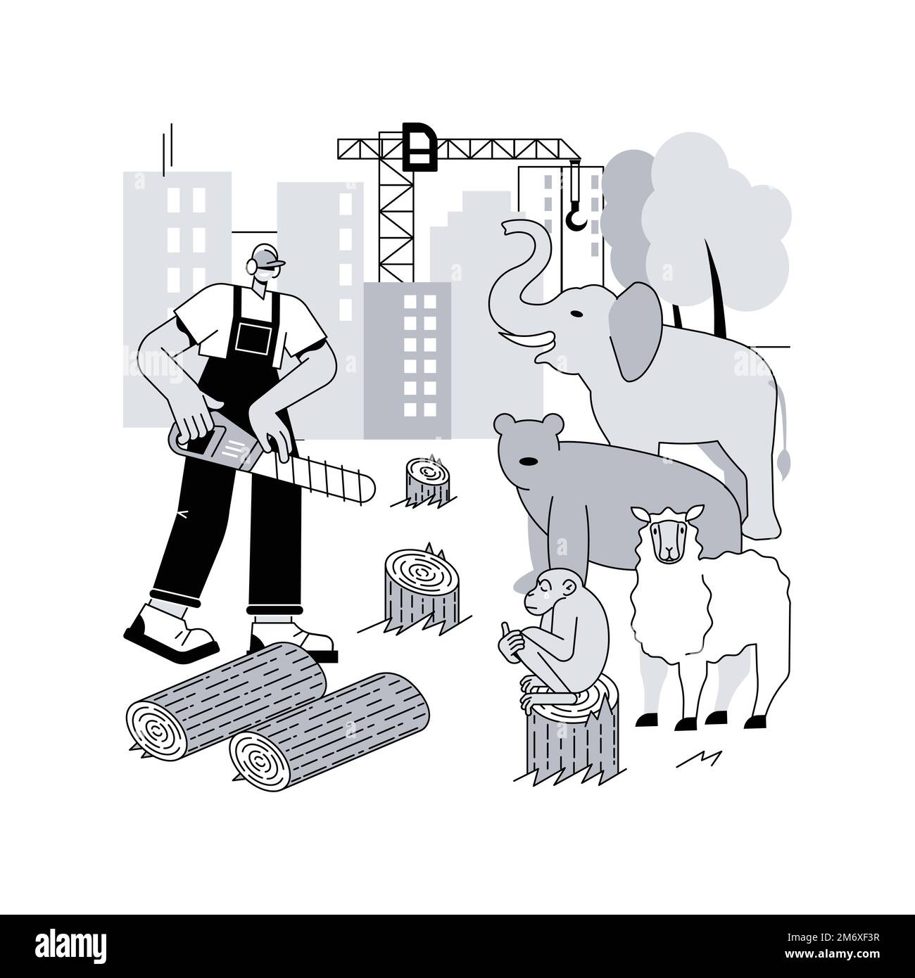 Perte d'habitat pour les animaux sauvages résumé concept illustration du vecteur. Perte de la faune, destruction de l'habitat mondial, menace d'extinction des animaux sauvages, environnement Illustration de Vecteur