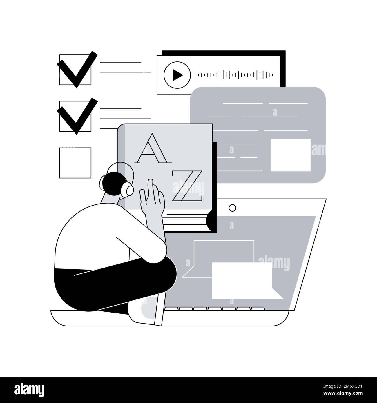 Tutorat en ligne du langage résumé concept illustration vectorielle. Tutorat vidéo en direct, cours de conférencier natif, tuteur personnel dans l'auto-isolement, pratique Illustration de Vecteur