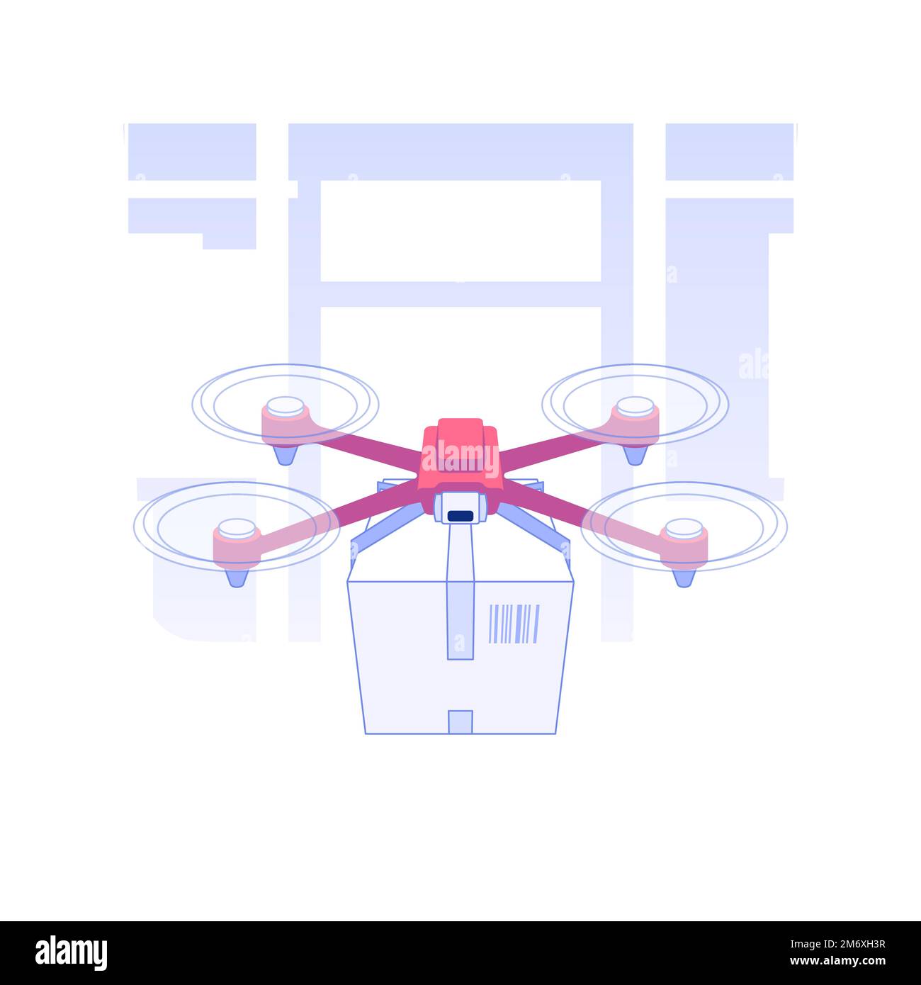 Illustration du vecteur de concept isolé par drone. Véhicule aérien guidé à l'usine, commerce de gros et d'entreposage, commerce extérieur, dron guidé automatisé Illustration de Vecteur