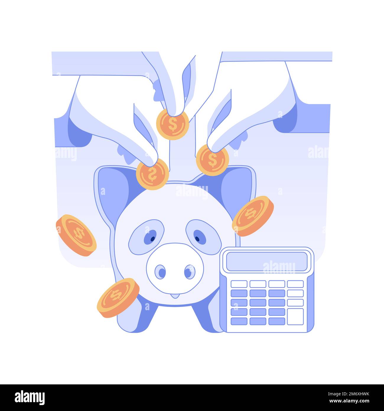 Illustration du vecteur de concept isolé de financement participatif. Groupe de partenaires d'affaires insérant des pièces dans une banque de pigeon, stratégie de crowdfunding, fundin de démarrage Illustration de Vecteur