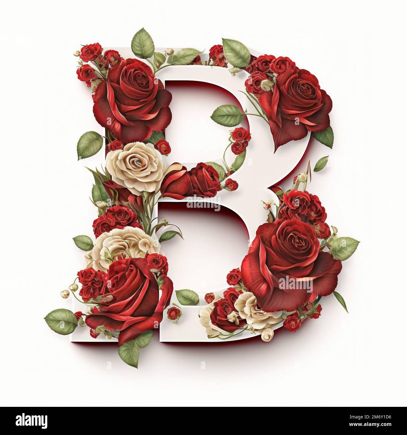 Lettre B remplie de roses rouges et blanches nature Floral parfait pour la Saint-Valentin 2023 Banque D'Images Lettre B remplie de roses rouges et blanches nature Floral parfait pour la Saint-Valentin 2023 Banque D'Images
