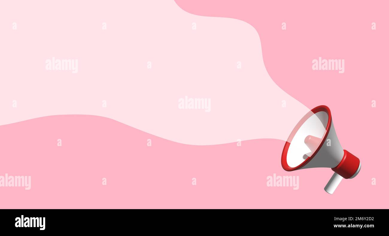 Illustration du mégaphone avec bulle vocale 3D. Mégaphone réaliste avec bulle blanche pour le concept de marketing des médias sociaux. Annoncer pour le marketing Banque D'Images