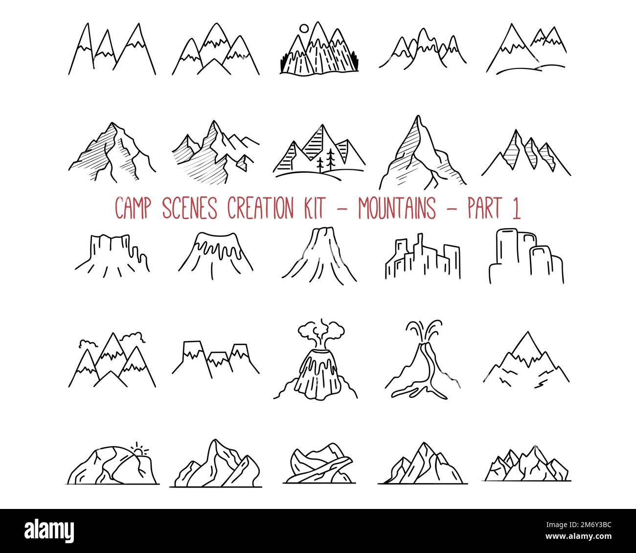 Collection d'emblèmes de montagne Outline Illustration de Vecteur