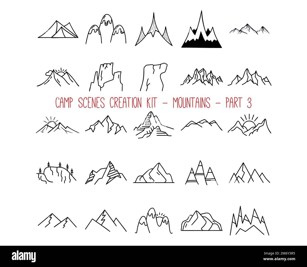 Collection d'emblèmes de montagne Outline. Partie 3 Illustration de Vecteur