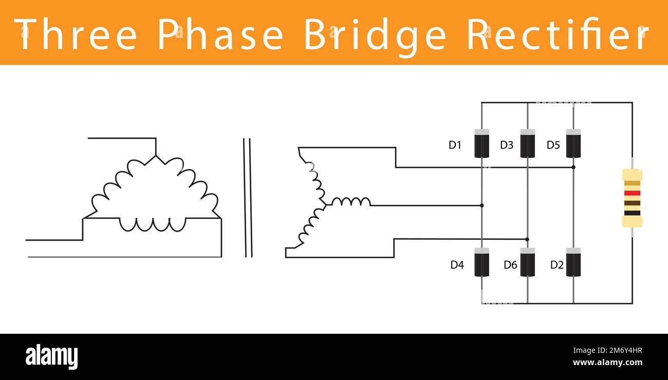 schéma du pont redresseur 3 phases Illustration de Vecteur