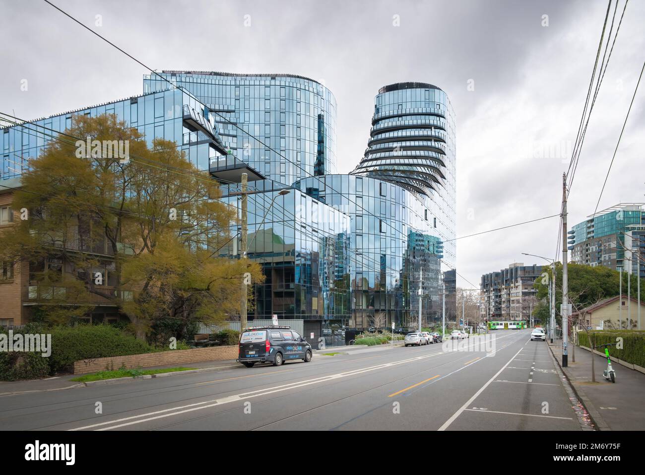 Melbourne, Victoria, Australie - immeuble d'appartements St Boulevard par Elenberg Fraser Banque D'Images
