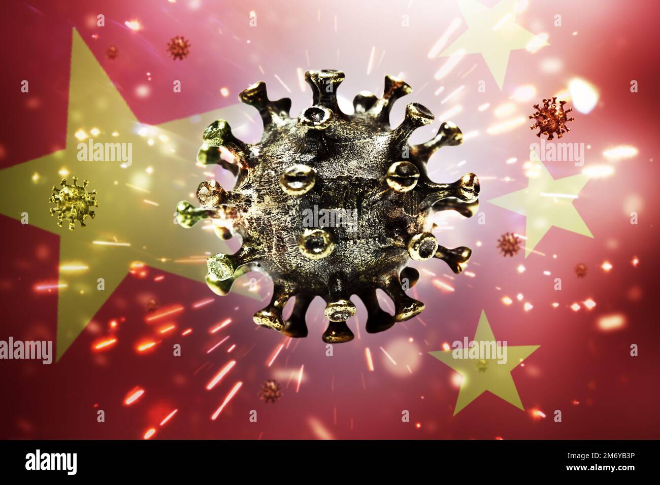 Coronavirus et drapeau de la Chine Banque D'Images