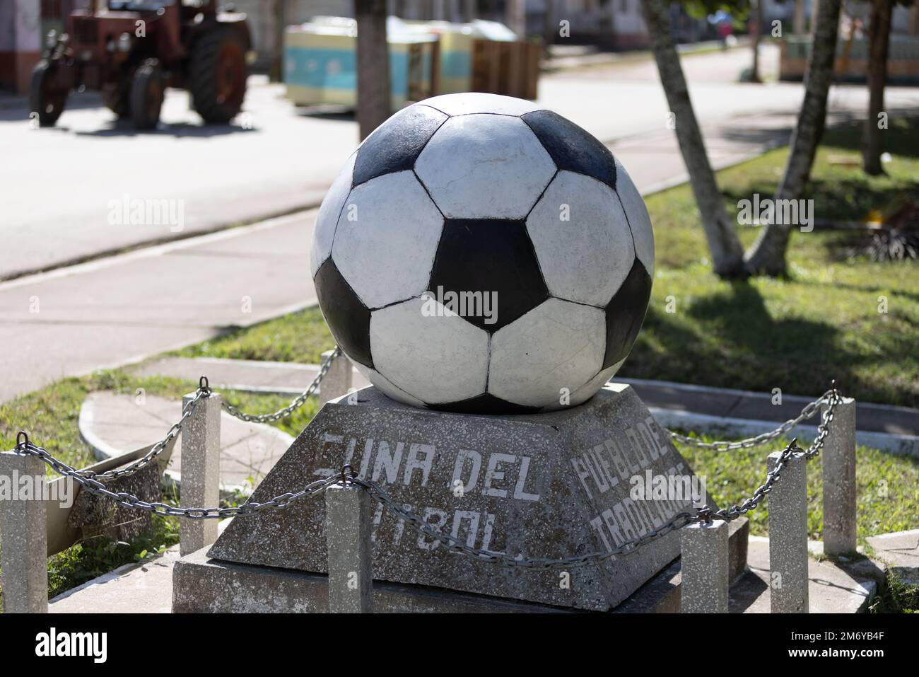 Zulueta Villa Clara, Cuba est considéré comme le berceau cubain du football parce qu'il a été l'un des premiers villages dans lesquels ce sport a été introduit. Banque D'Images