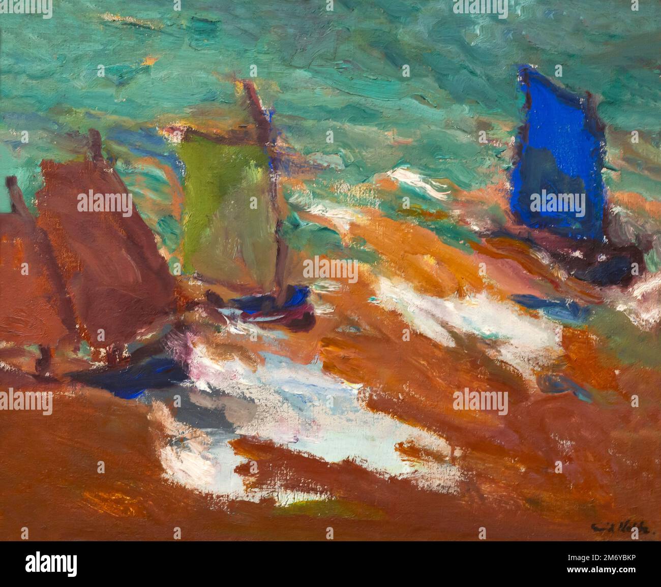 Bateaux à voile sur la mer jaune, Emil Nolde, 1914, Galerie Neue Meister, Albertinum, Dresde, Allemagne, Europe Banque D'Images Bateaux à voile sur la mer jaune, Emil Nolde, 1914, Galerie Neue Meister, Albertinum, Dresde, Allemagne, Europe Banque D'Images