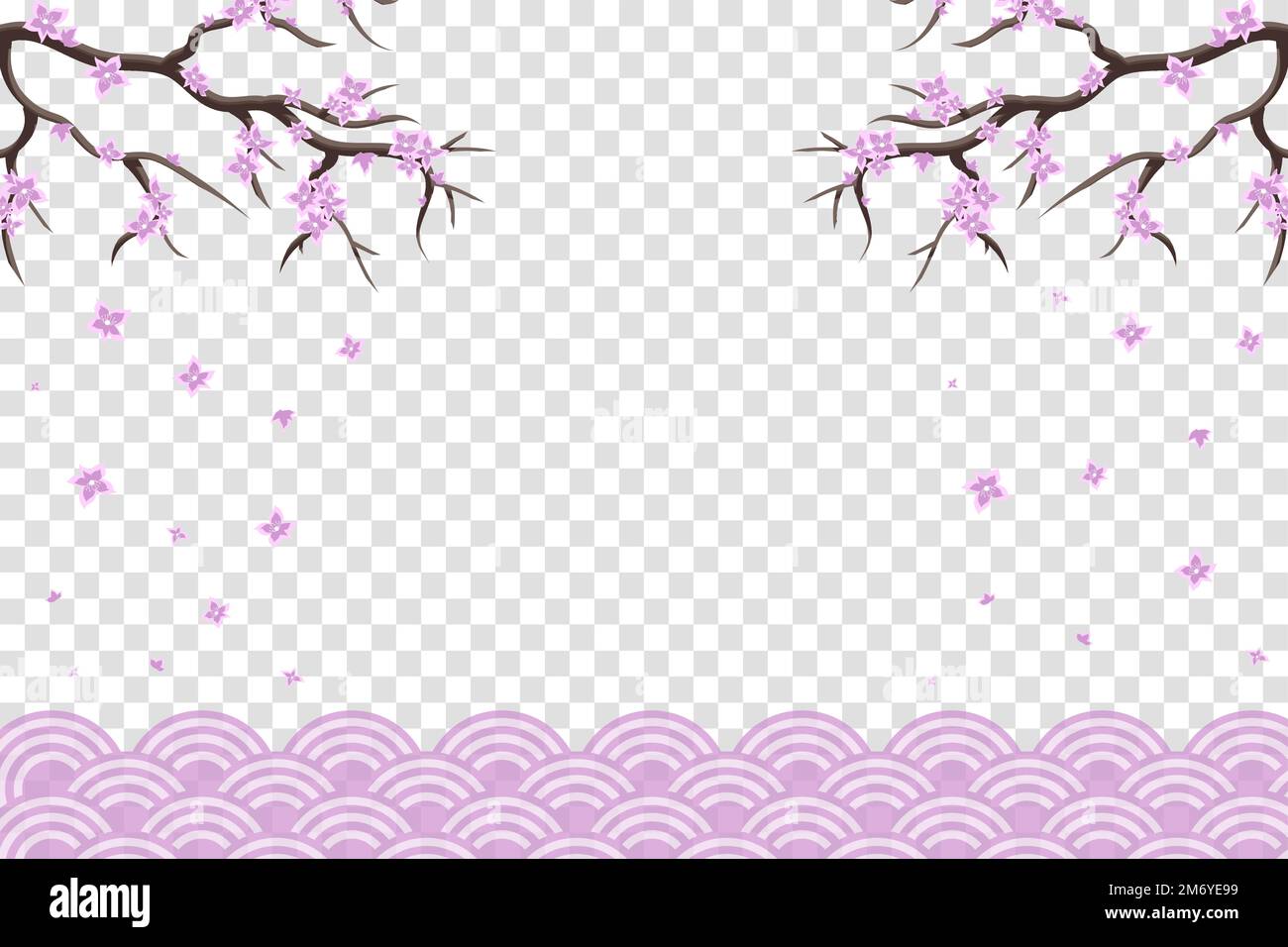 Branche de fleurs de Sakura. Pétales de chute, fleurs. Volant isolé réaliste japonais cerise rose ou abricot éléments floraux chute vers le bas de fond vectoriel. Illustration de Vecteur