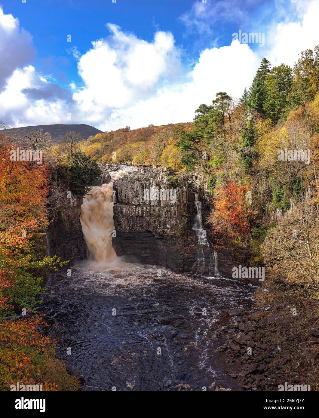 Chute d'eau de haute force en automne, Teesdale, comté de Durham, Angleterre, Royaume-Uni Banque D'Images