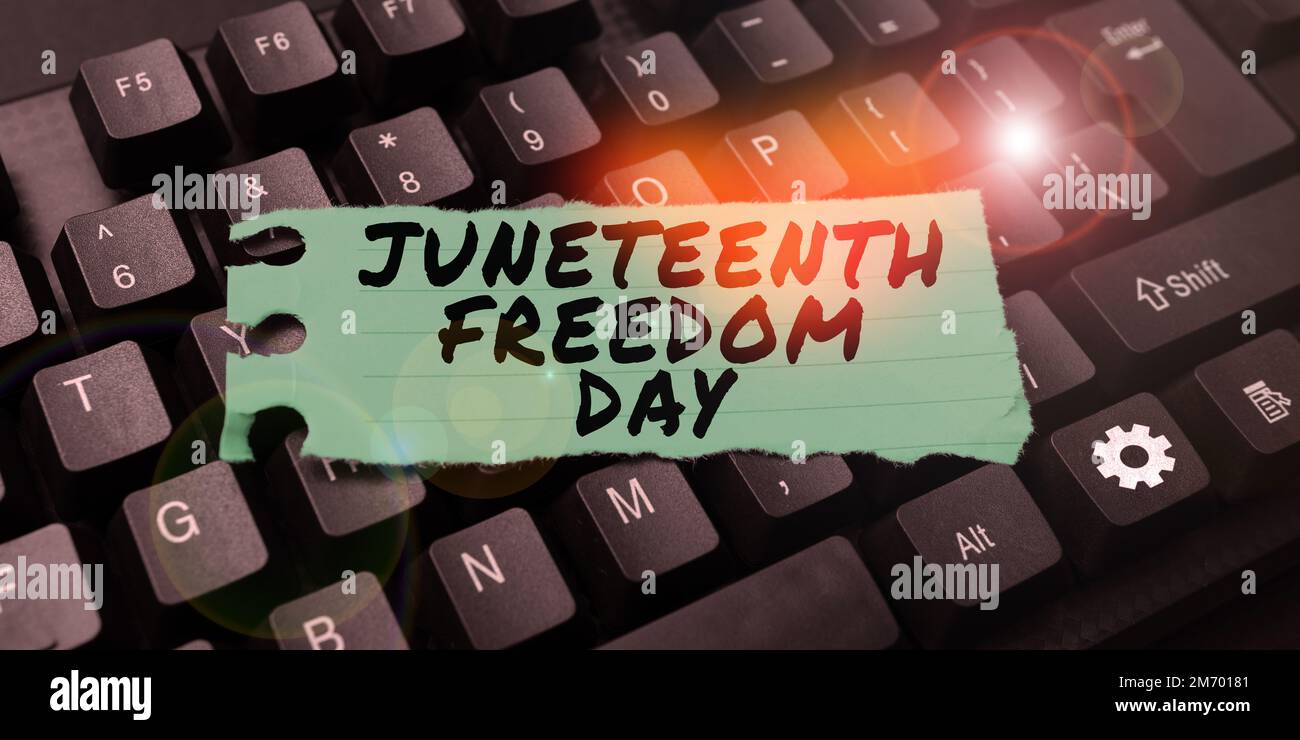 Légende conceptuelle dix-septième Journée de la liberté. Les affaires mettent en vedette des vacances légales aux États-Unis pour commémorer la fin de l'esclavage Banque D'Images