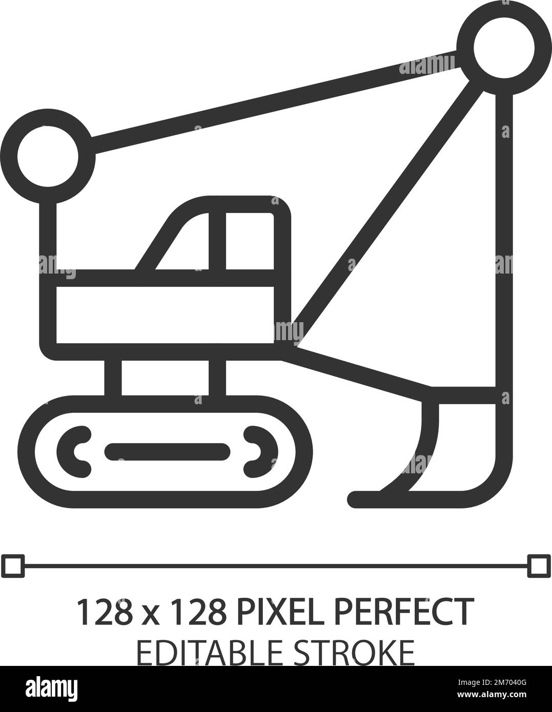 Icône linéaire pixel Perfect pour pelle hydraulique à benne traînante Illustration de Vecteur