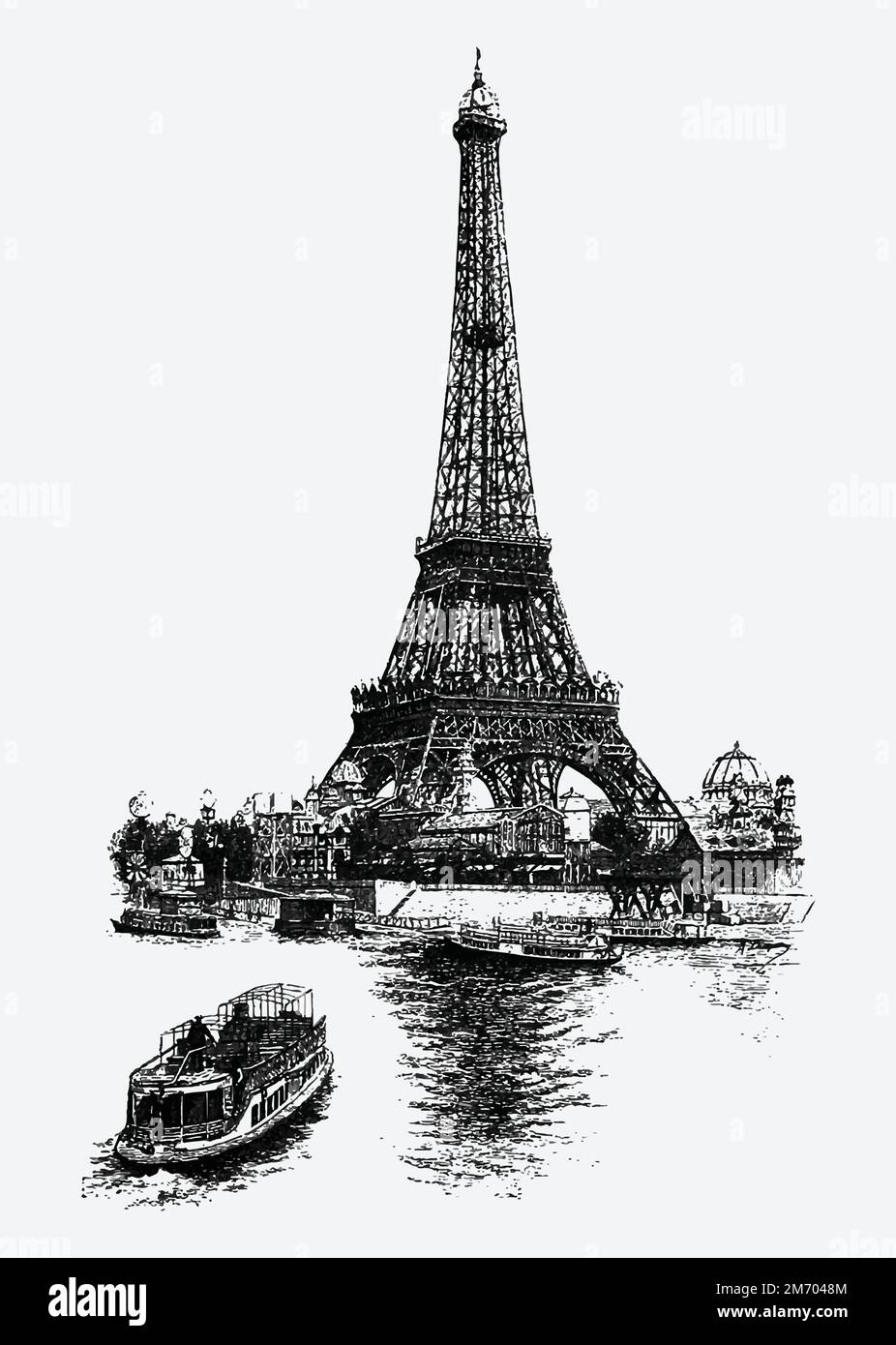 Vecteur de gravure de la Tour Eiffel de style européen vintage Illustration de Vecteur