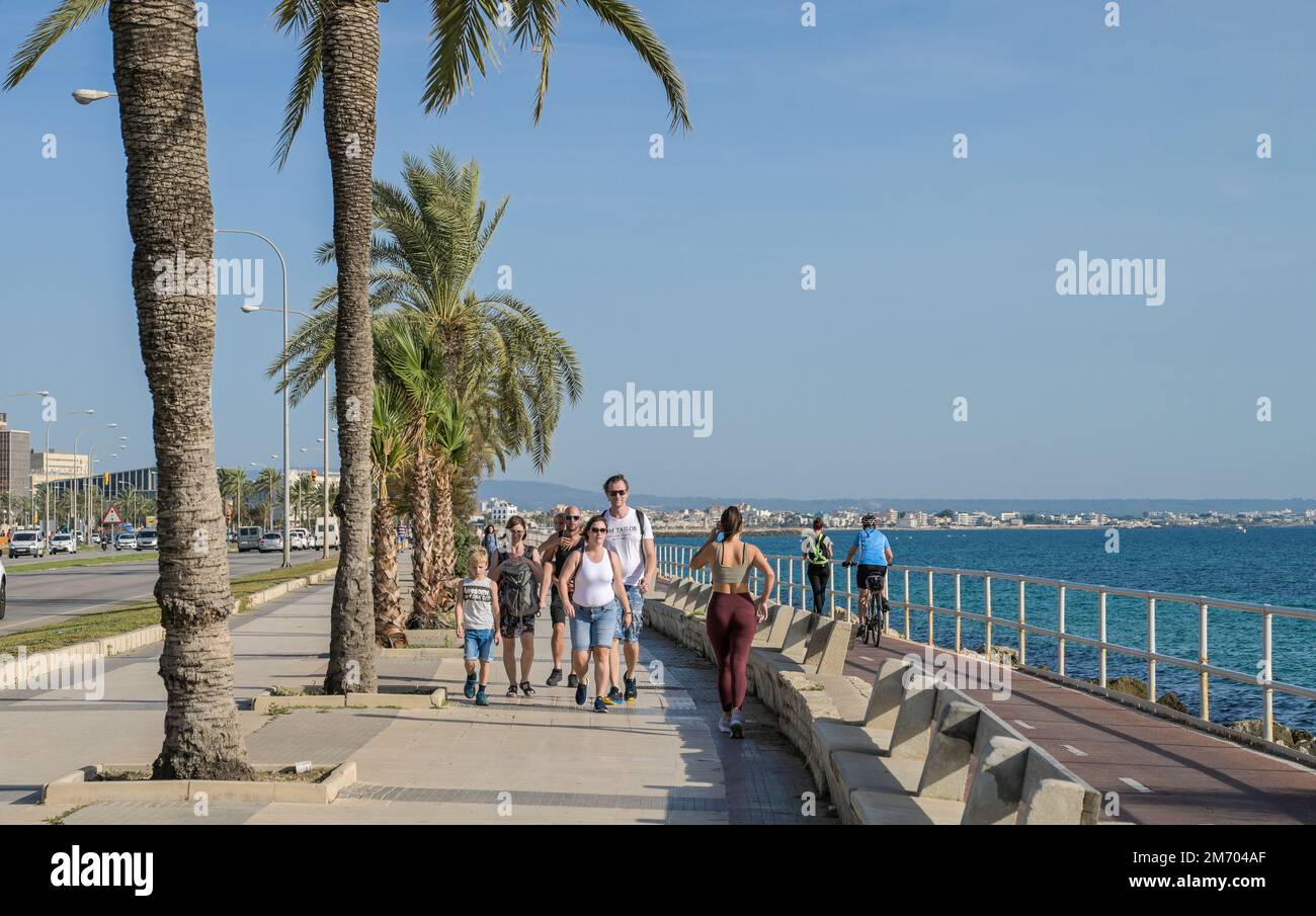 Strandpromenade, Av De Gabriel Roca, Palma, Majorque, Espagnol Banque D'Images
