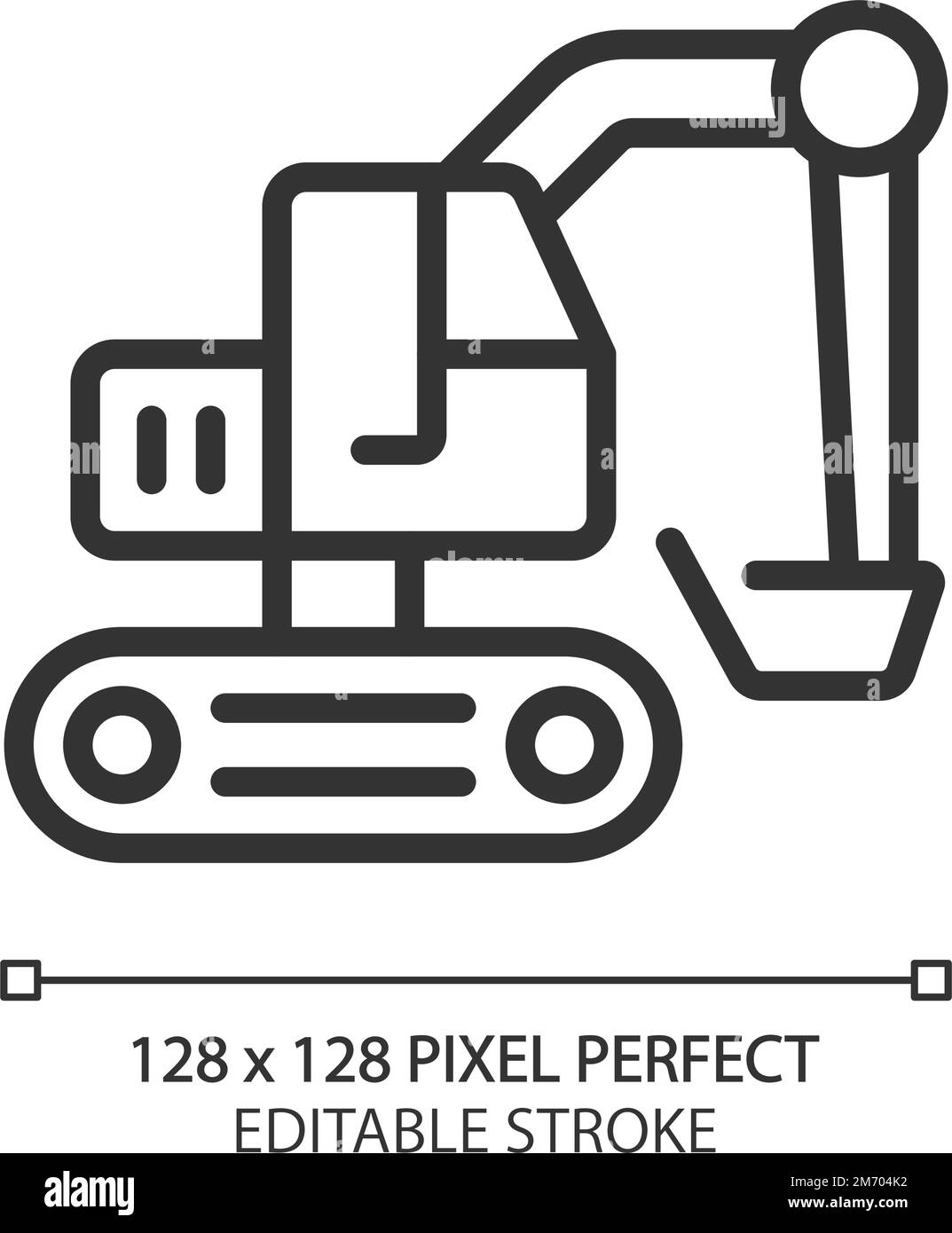 Icône linéaire pixel Perfect pour pelle hydraulique Illustration de Vecteur