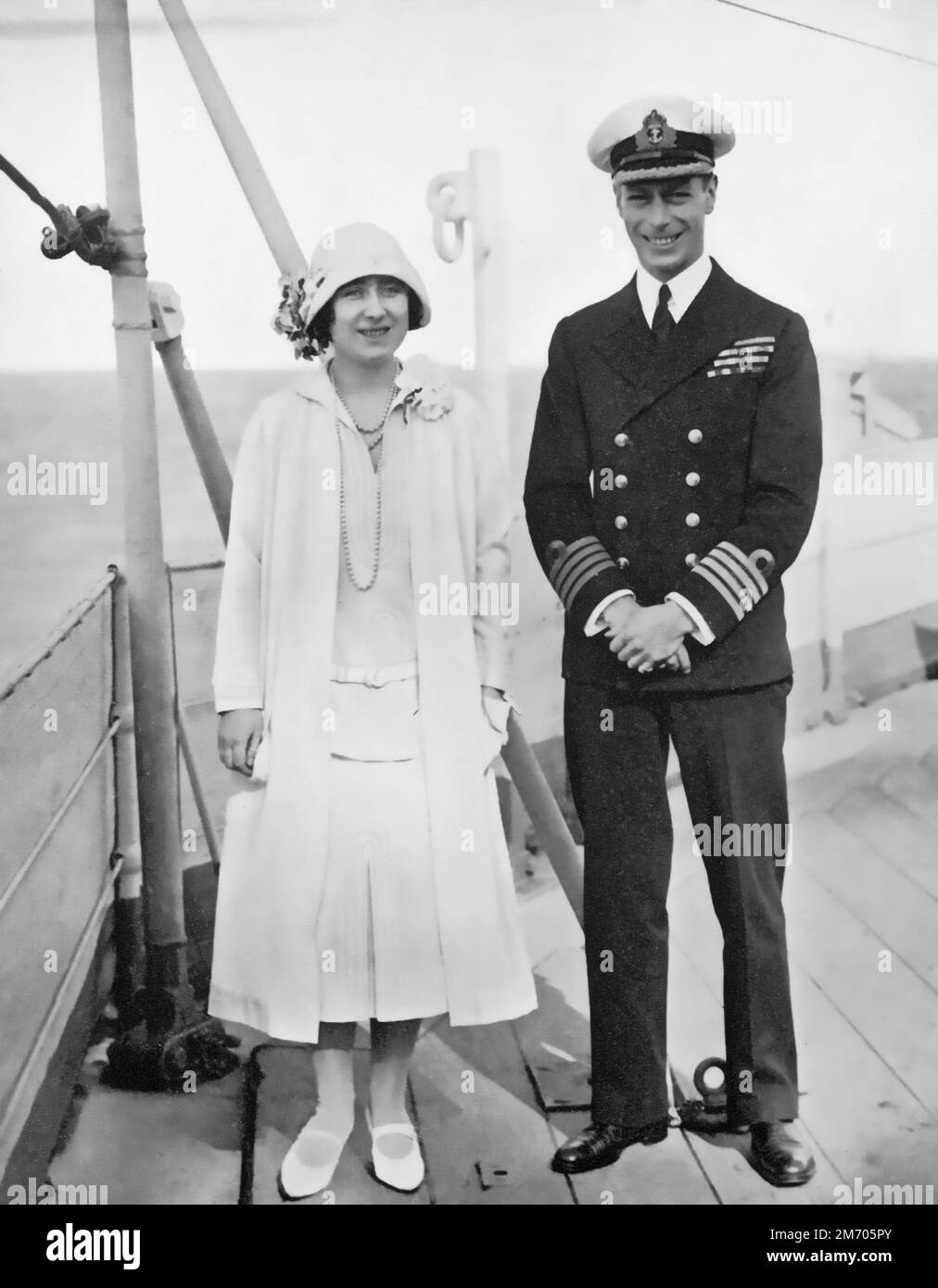 Le duc et la duchesse de York à bord du HMS Renown lors de leur tournée en Australie et en Nouvelle-Zélande, 1927. Leur voyage par mer en Australie, en Nouvelle-Zélande et à Fidji les a emprises par la Jamaïque. Banque D'Images