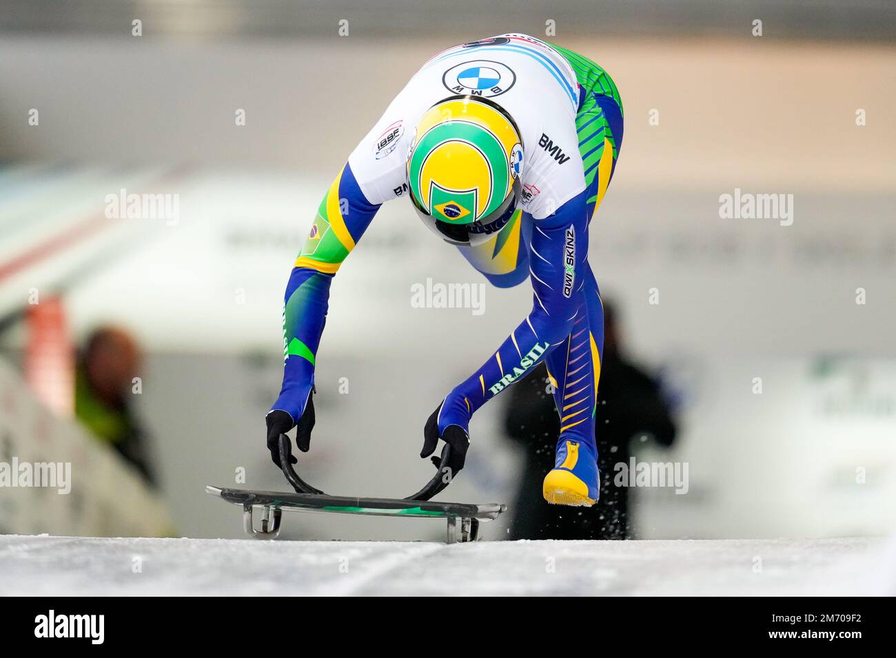 WINTERBERG, ALLEMAGNE - JANVIER 6 : Nicole Rocha Silveira du Brésil concourra au Skeleton féminin lors de la BMW IBSF Bob & Skeleton World Cup à la Veltins-EisArena sur 6 janvier 2023 à Winterberg, Allemagne (photo de Patrick Goosen/Orange Pictures) Banque D'Images