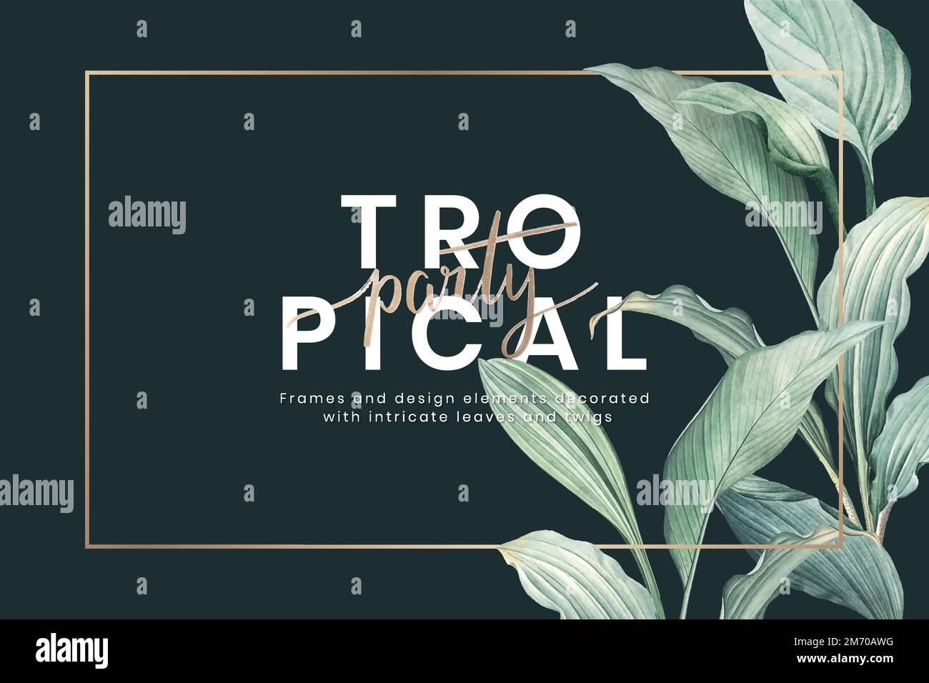 Vecteur d'affiche vert foncé pour les fêtes tropicales Illustration de Vecteur