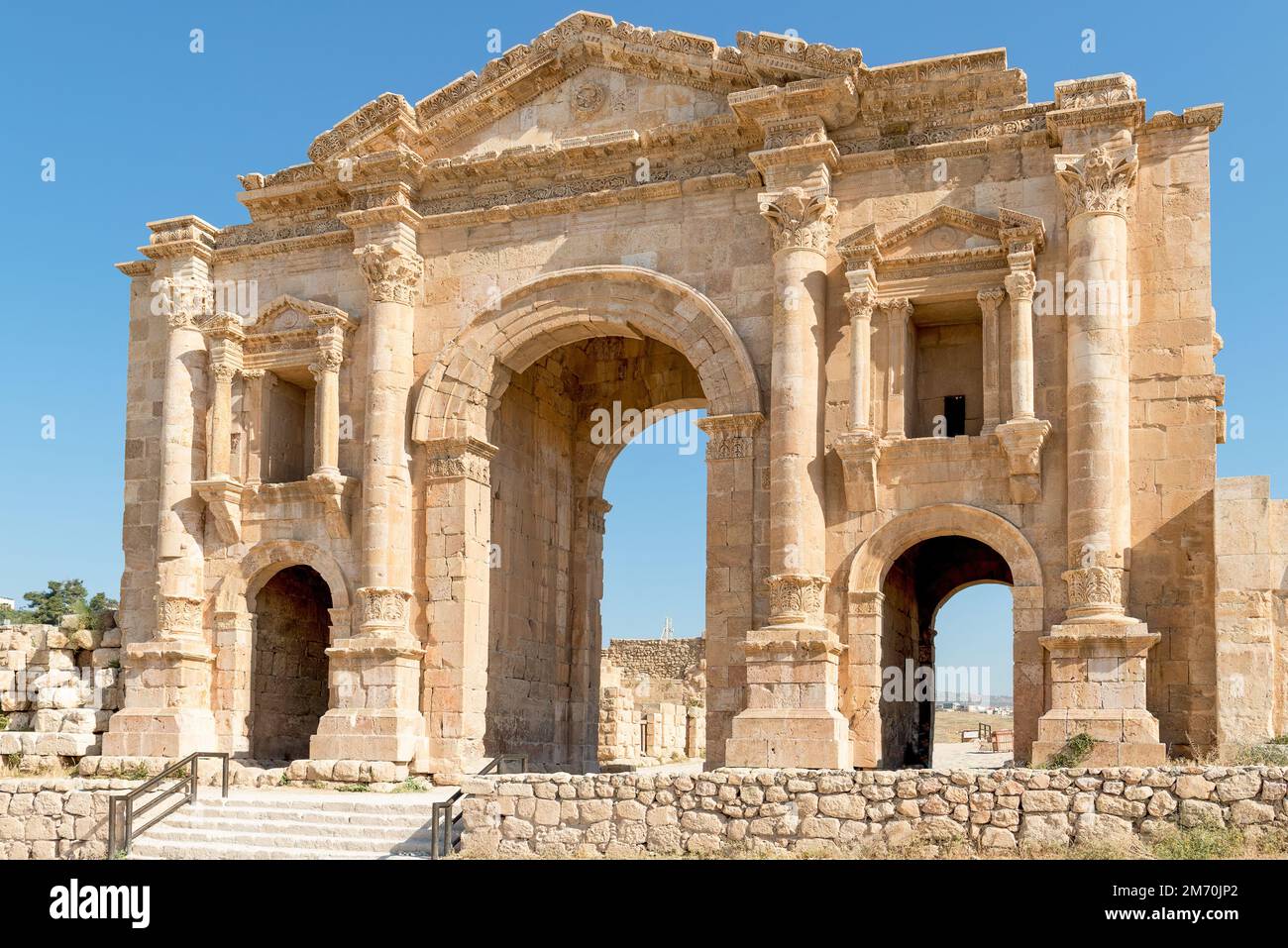 L'Arc d'Hadrien, Jerash, Jordanie. Banque D'Images