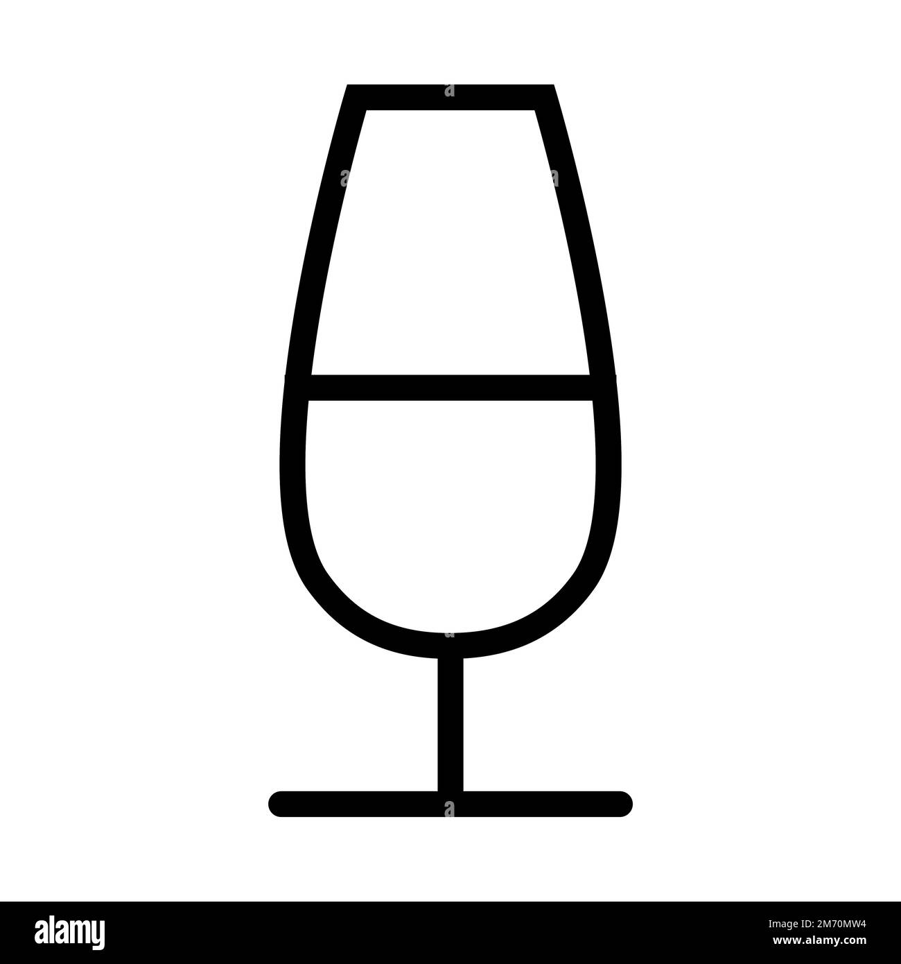 Ligne d'icône en verre de champagne isolée sur fond blanc. Icône fine et plate noire sur un style moderne. Symbole linéaire et contour modifiable. Simple et pi Illustration de Vecteur