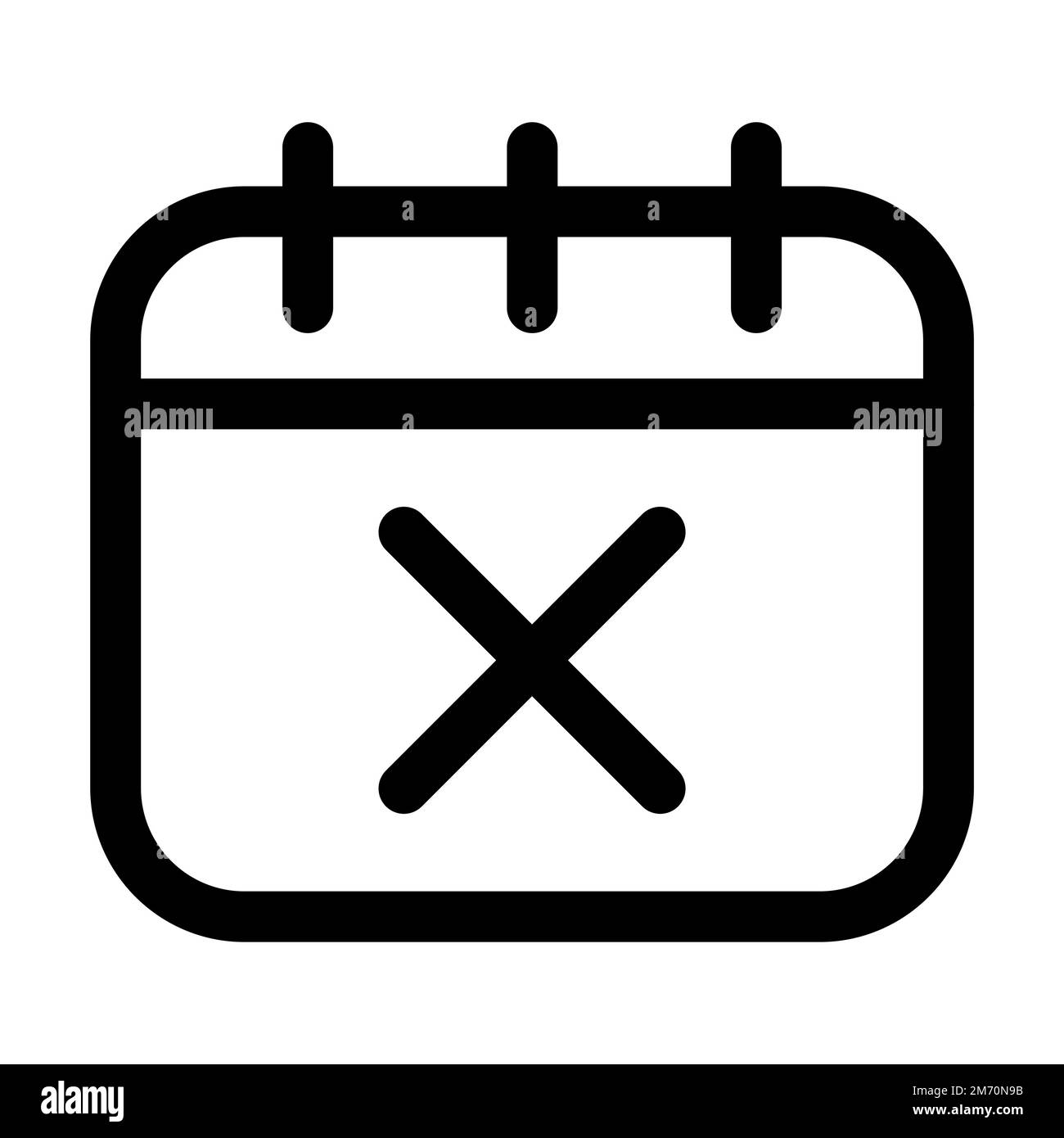 Ligne d'icône de suppression de calendrier isolée sur fond blanc. Icône fine et plate noire sur un style moderne. Symbole linéaire et contour modifiable. Simple et pi Illustration de Vecteur