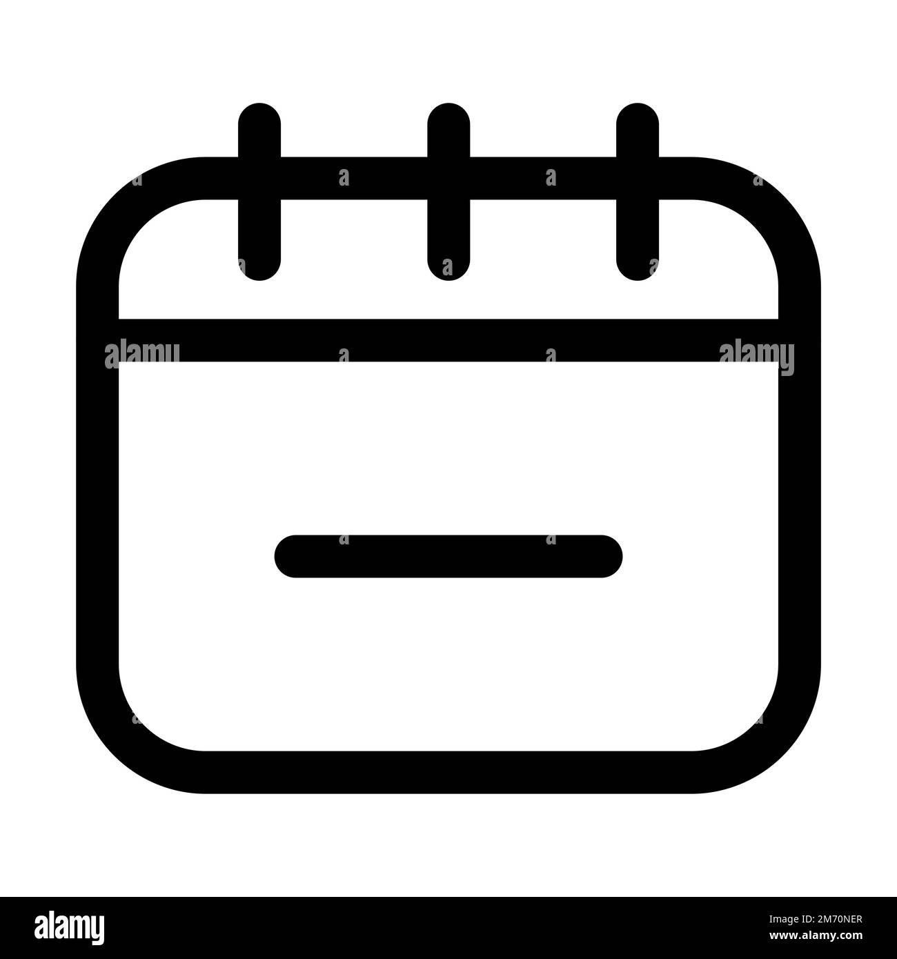 Ligne d'icône moins du calendrier isolée sur fond blanc. Icône fine et plate noire sur un style moderne. Symbole linéaire et contour modifiable. Simple et pix Illustration de Vecteur