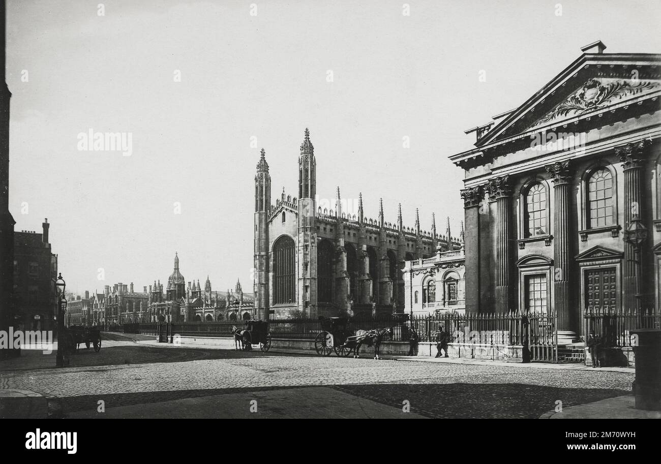 Photographie vintage de la fin du 19th/début du 20th siècle: 1890 - King's Parade, Cambridge, Cambridgeshire Banque D'Images