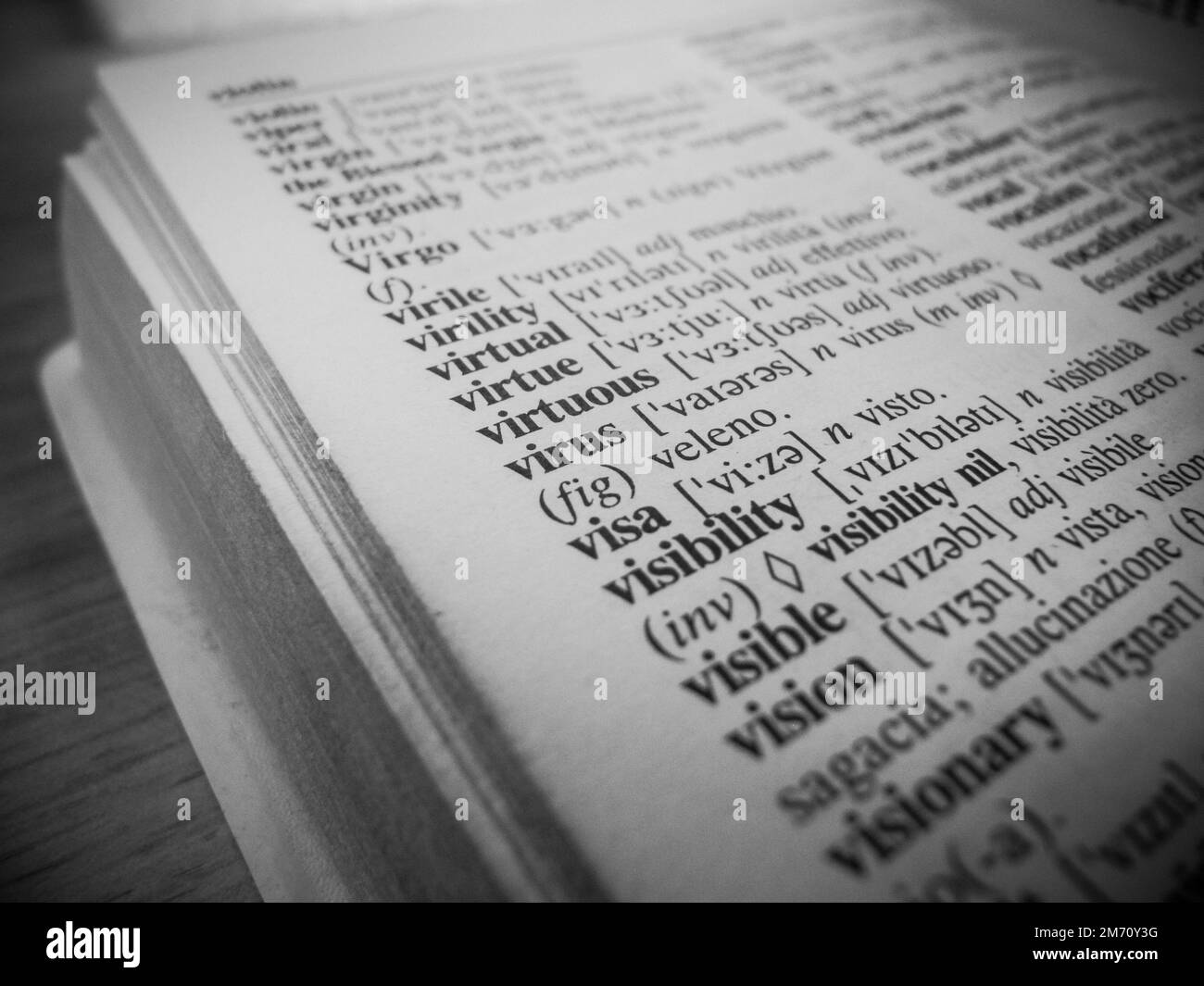 Focus sur le mot virus dans un dictionnaire Banque D'Images