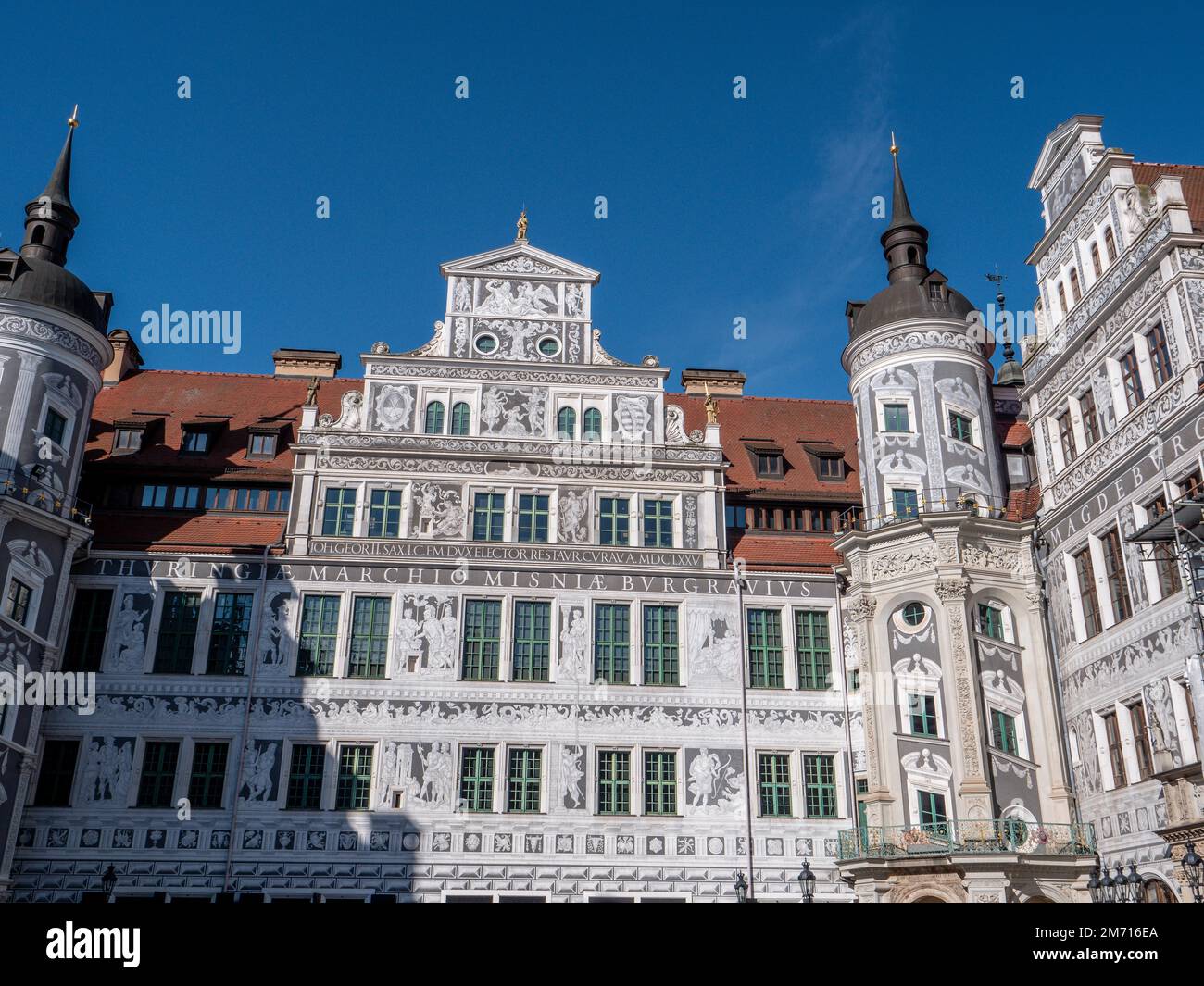 Bâtiment peint dans la cour de la Residenzschloss, Dresde, Saxe, Allemagne Banque D'Images