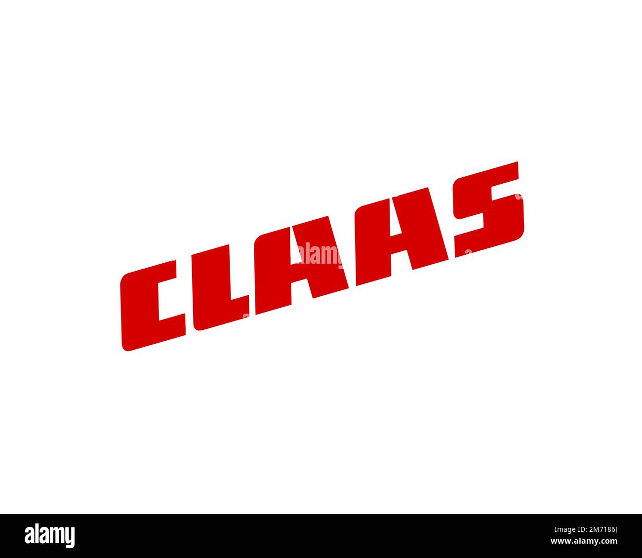 Claas, logo pivoté, fond blanc Banque D'Images