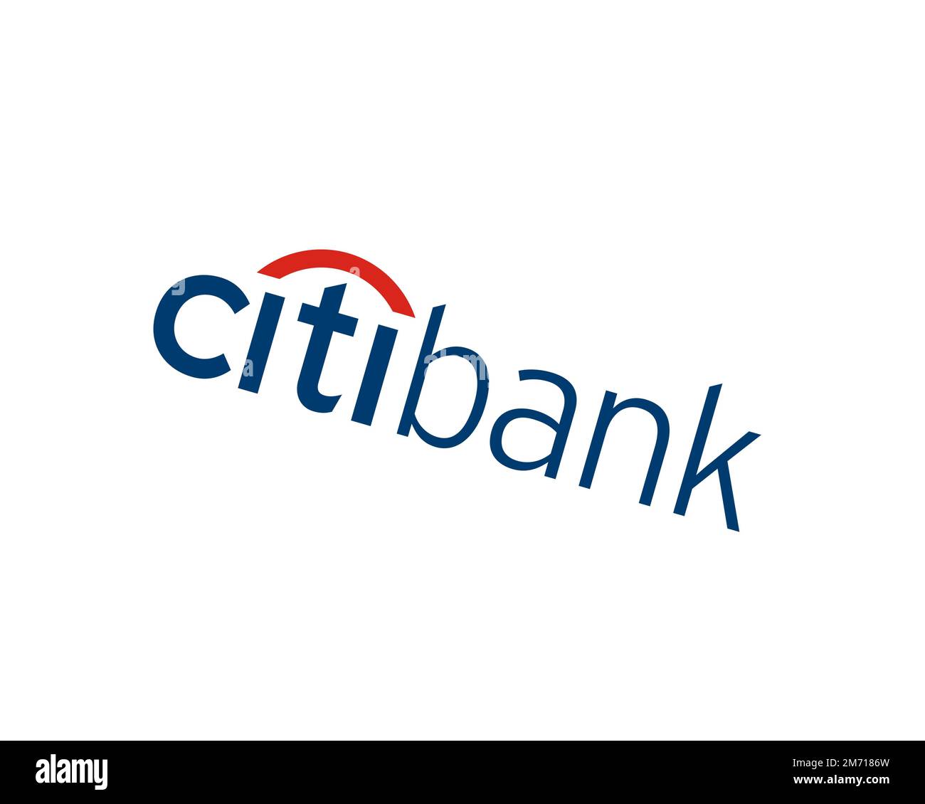 Citibank, logo pivoté, fond blanc B Banque D'Images