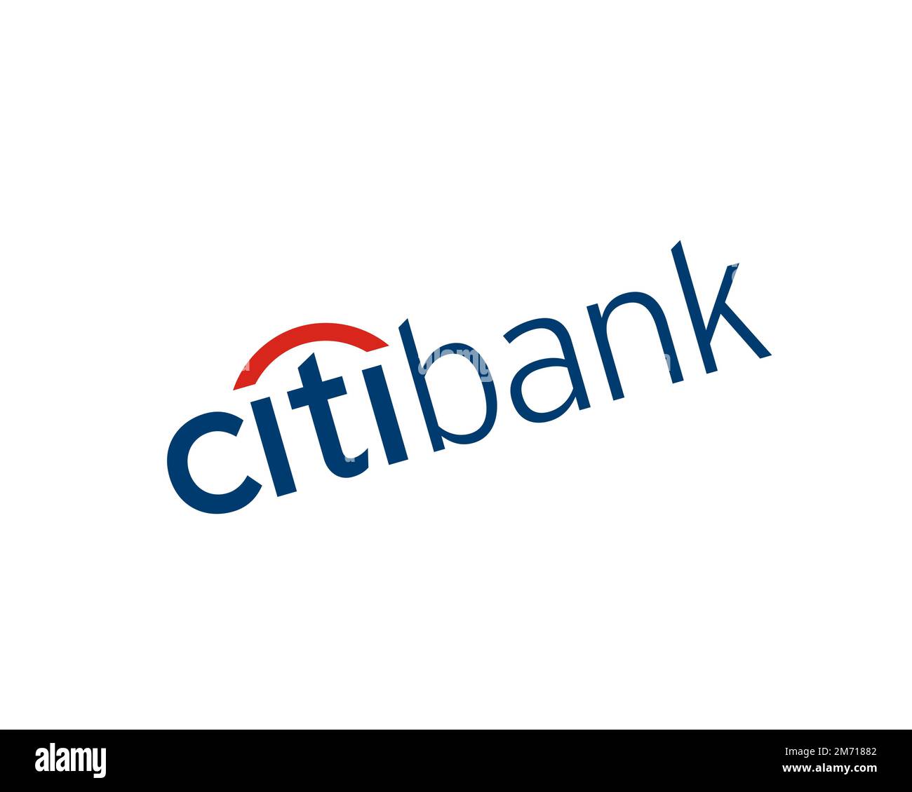 Citibank, logo pivoté, fond blanc Banque D'Images