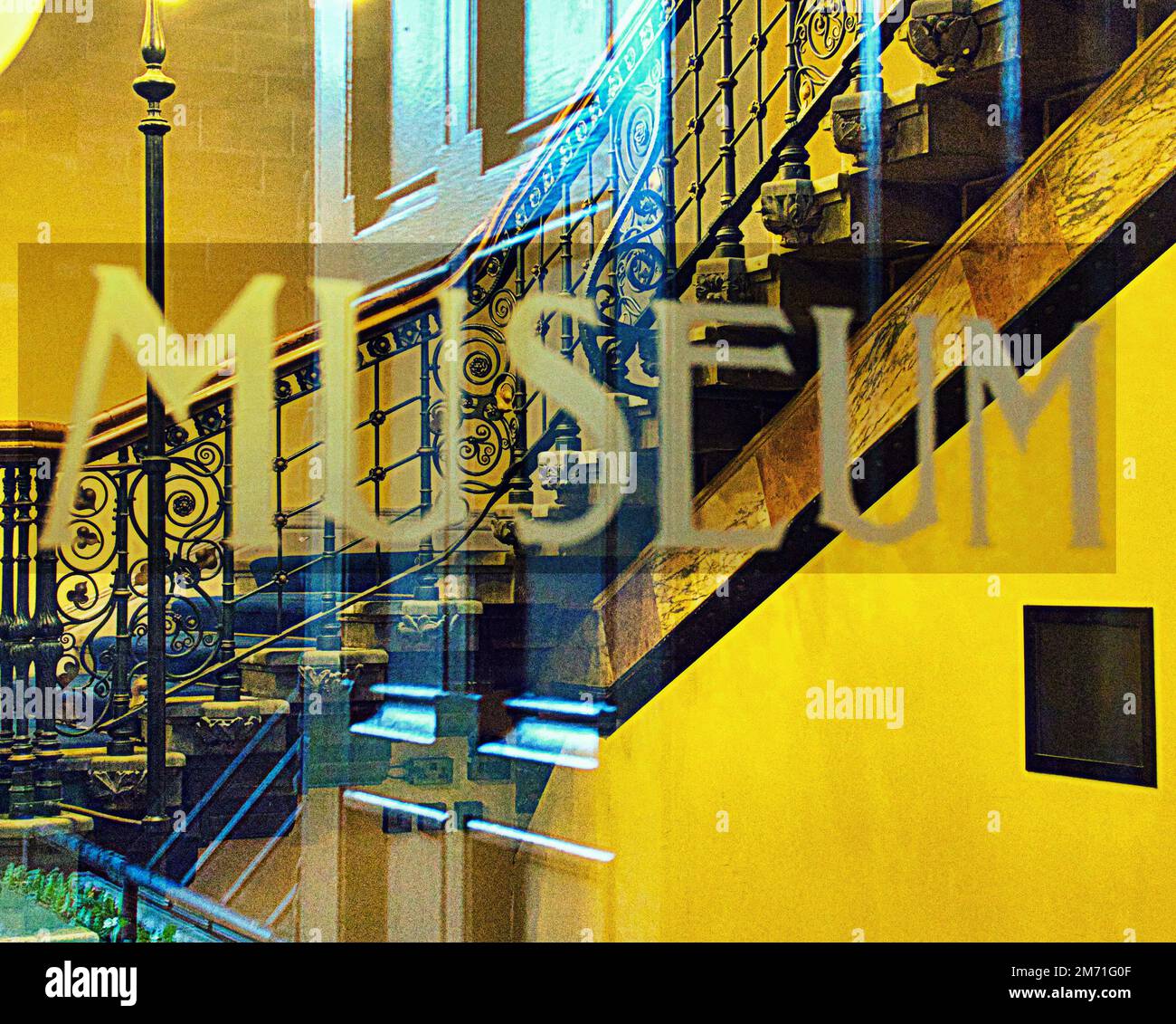 Entrée dans la porte vitrée du musée hunterian Banque D'Images