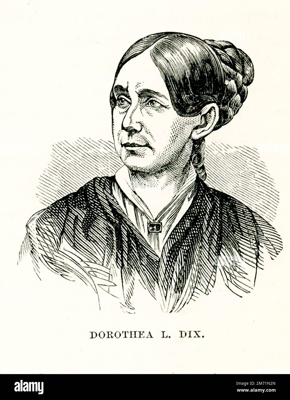 Dorothea Lynde dix (mort en 1887) était un défenseur américain au nom de l'indigent mentalement malade. Grâce à un programme vigoureux et soutenu de lobbying auprès des législatures d'État et du Congrès des États-Unis, elle a créé la première génération d'asiles mentales américaines. Pendant la guerre civile, elle a été surintendant des infirmières de l'Armée de terre. Banque D'Images