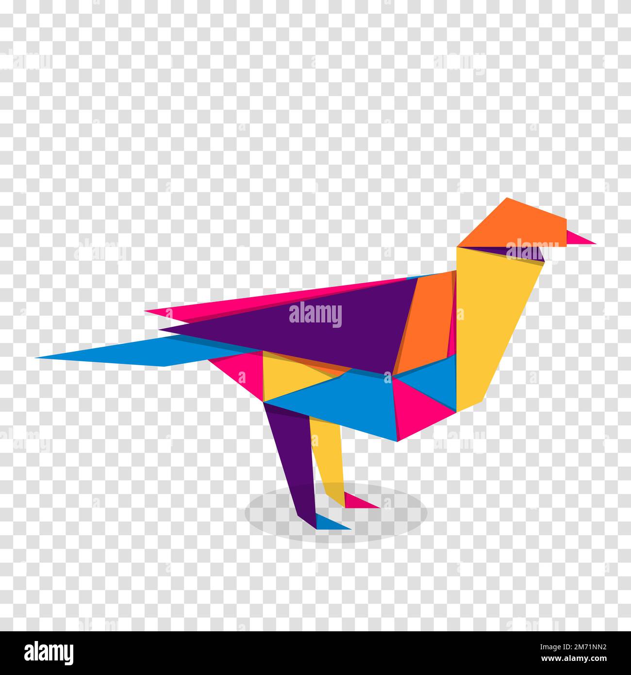 Origami oiseau.Logo abstrait coloré représentant un oiseau éclatant.Origami animal.Illustration vectorielle Illustration de Vecteur