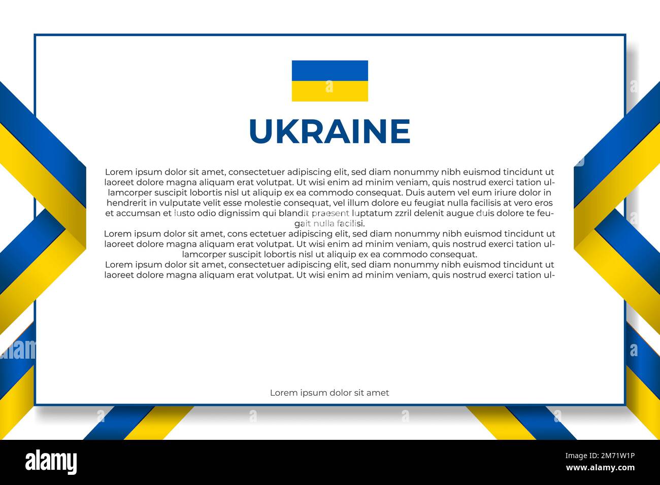 Bannière Ukraine réaliste. Bannière ukraine à motif plat. Drapeau de l'Ukraine. Modèle de conception graphique et Web. Symbole national. Poste de jour d'indépendance Illustration de Vecteur