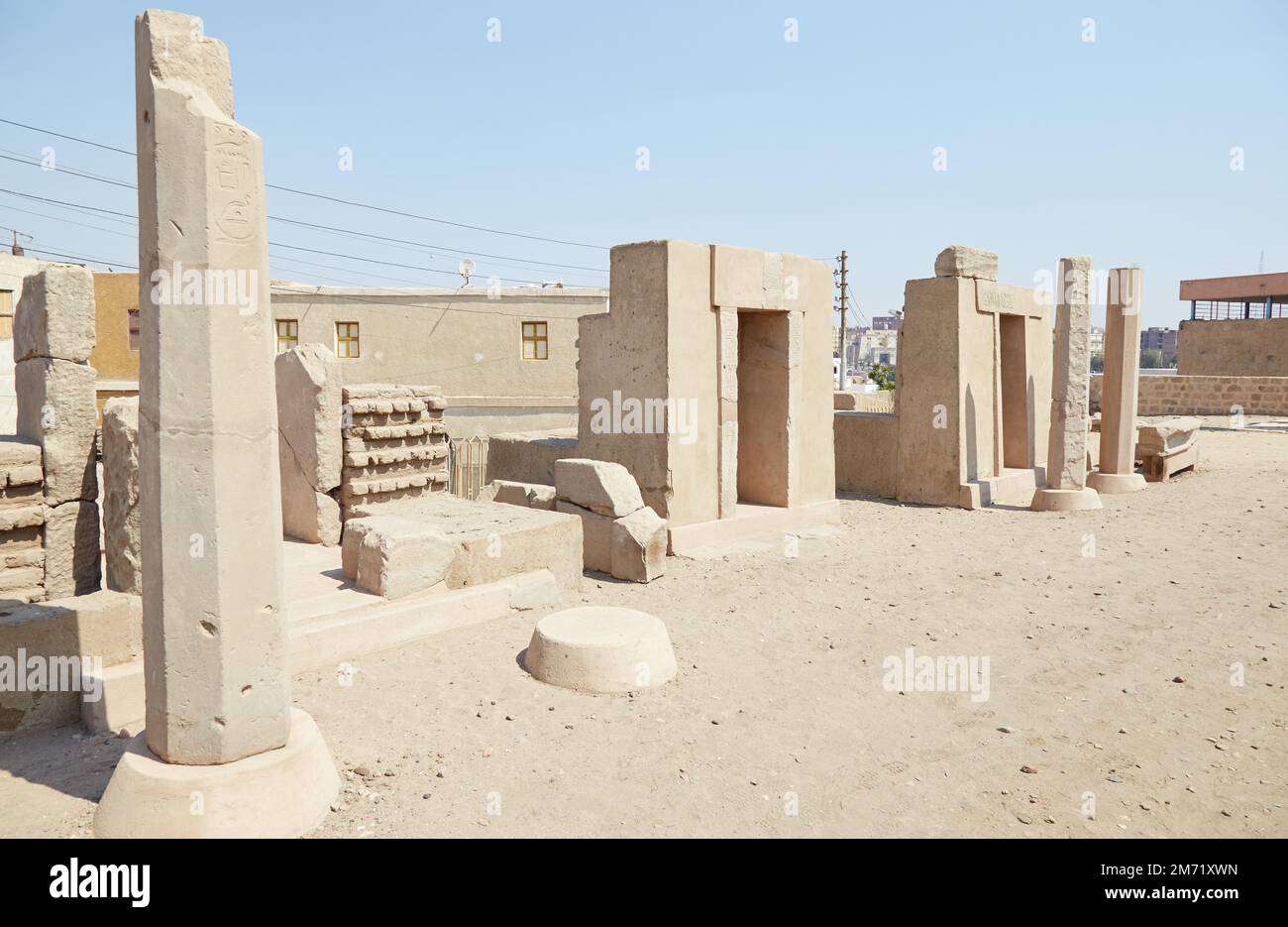 Site archéologique de l'île Éléphantine, qui abrite un ancien temple de Khnum Banque D'Images